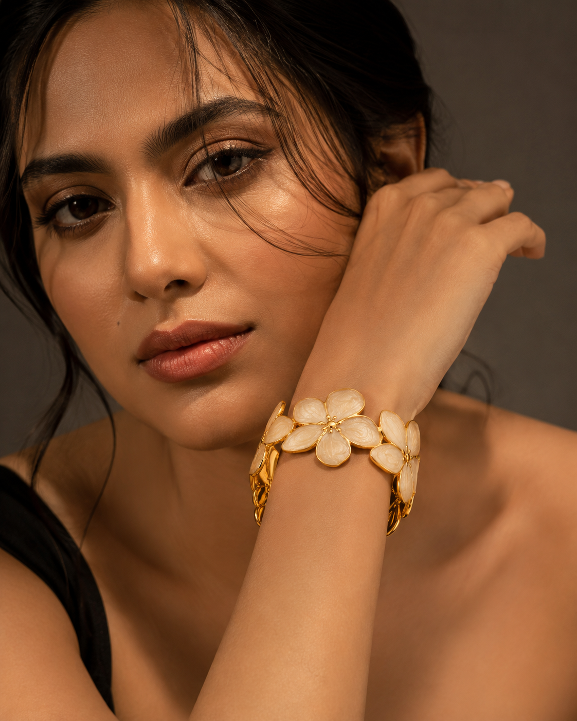 Pearl Floral Cuff Bracelet