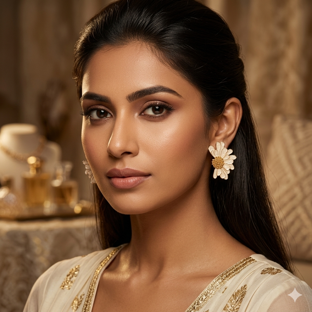 Goldea Daisy Bloom Statement Stud Earrings