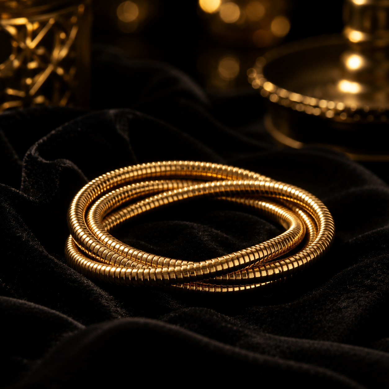 Triple Luxe Snake Chain Bangle