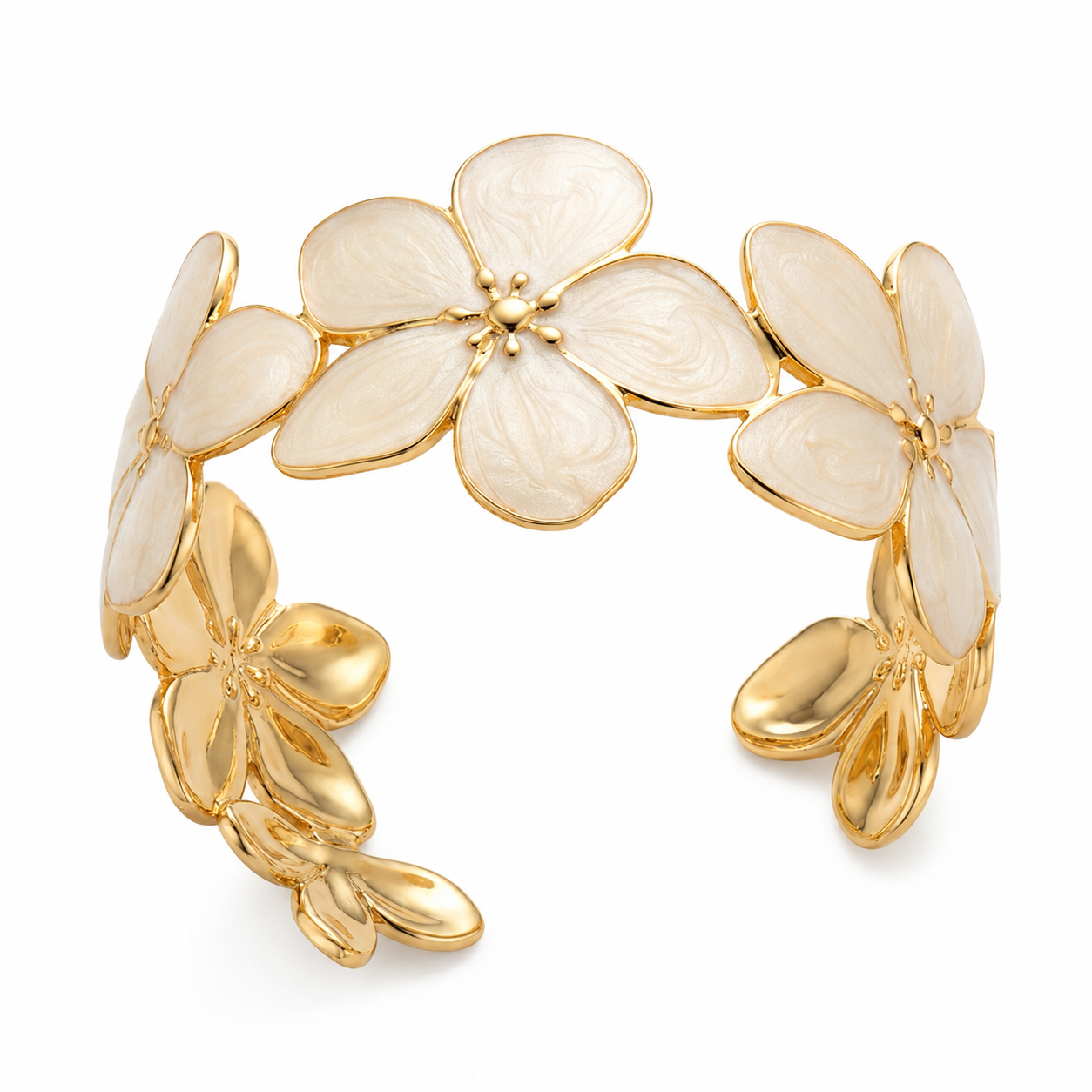 Pearl Floral Cuff Bracelet