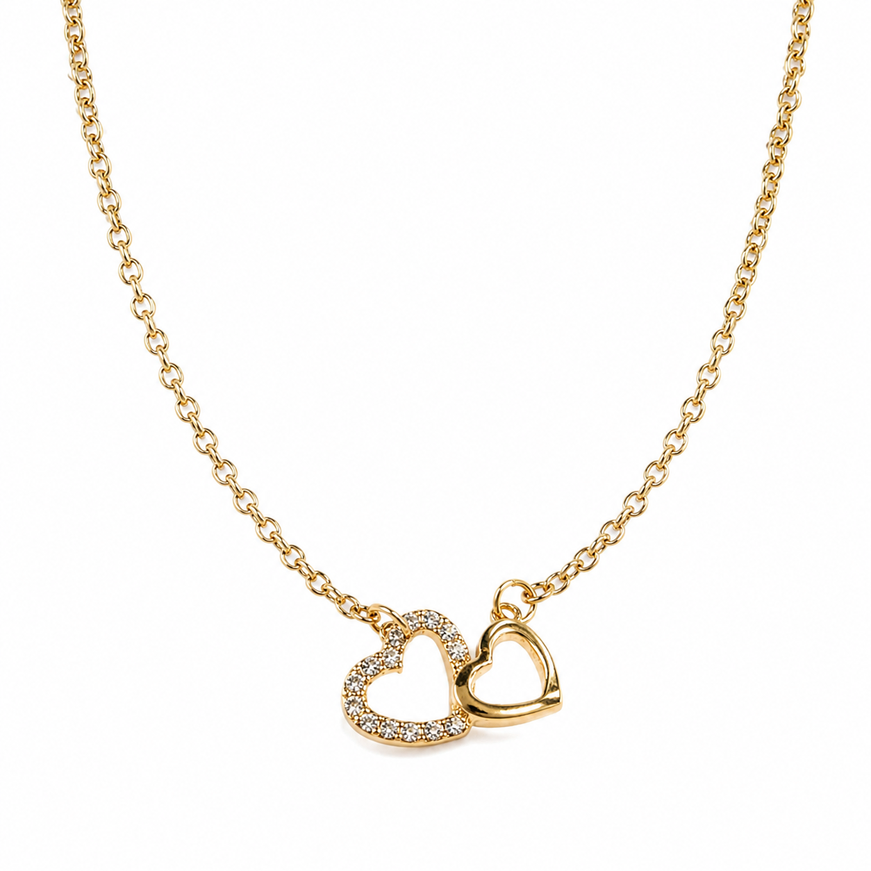 Golden Interlocked Heart Necklace