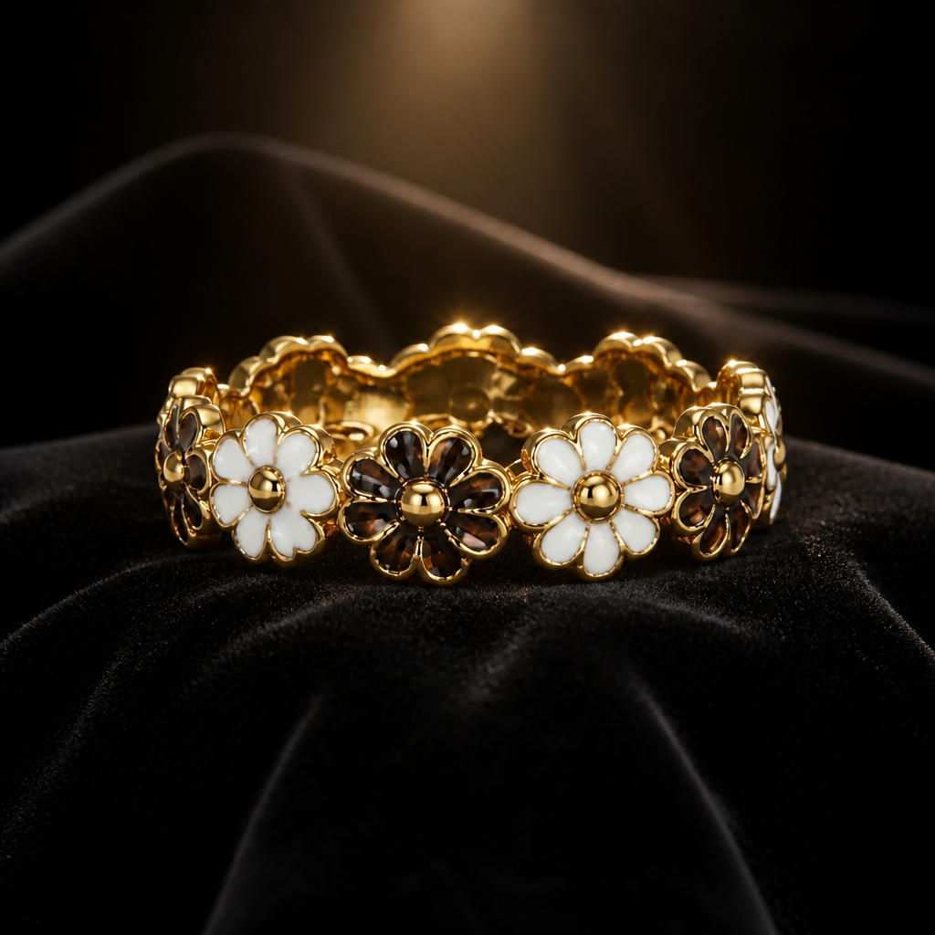 Goldea Midnight Daisy Stretch Ring