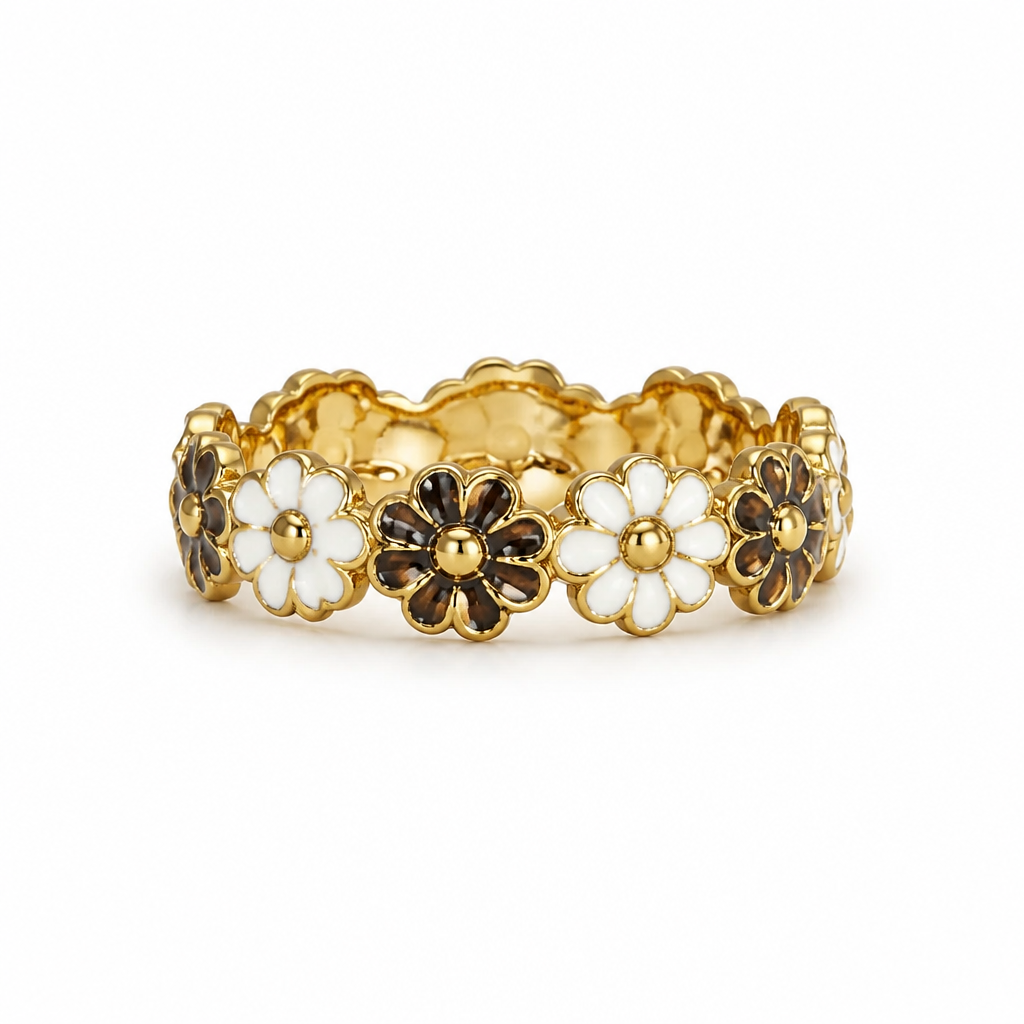 Goldea Midnight Daisy Stretch Ring