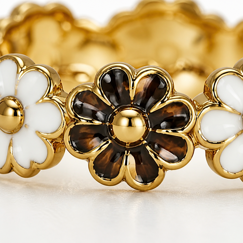 Goldea Midnight Daisy Stretch Ring