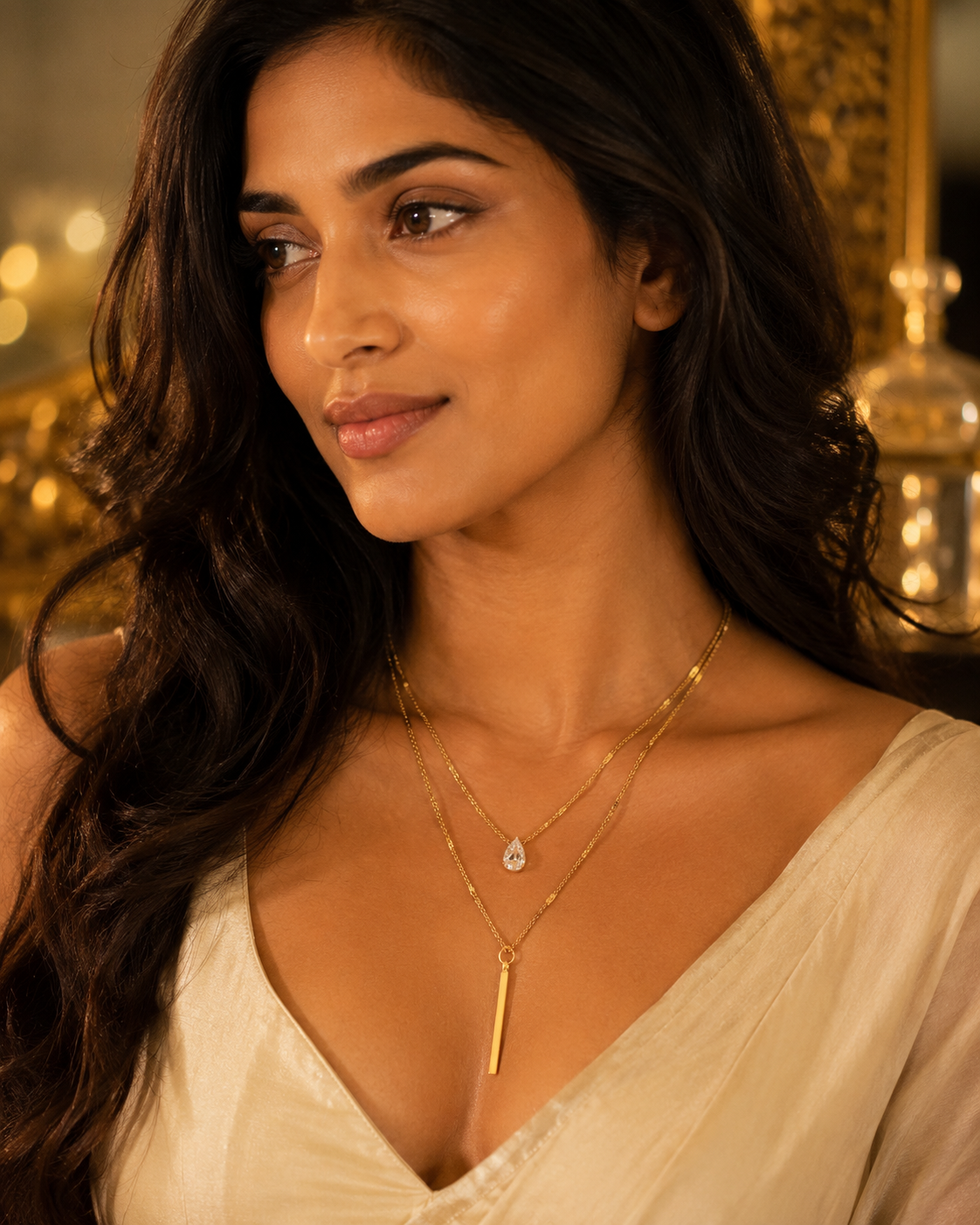Goldea Aurora Layered Crystal Pendant Necklace