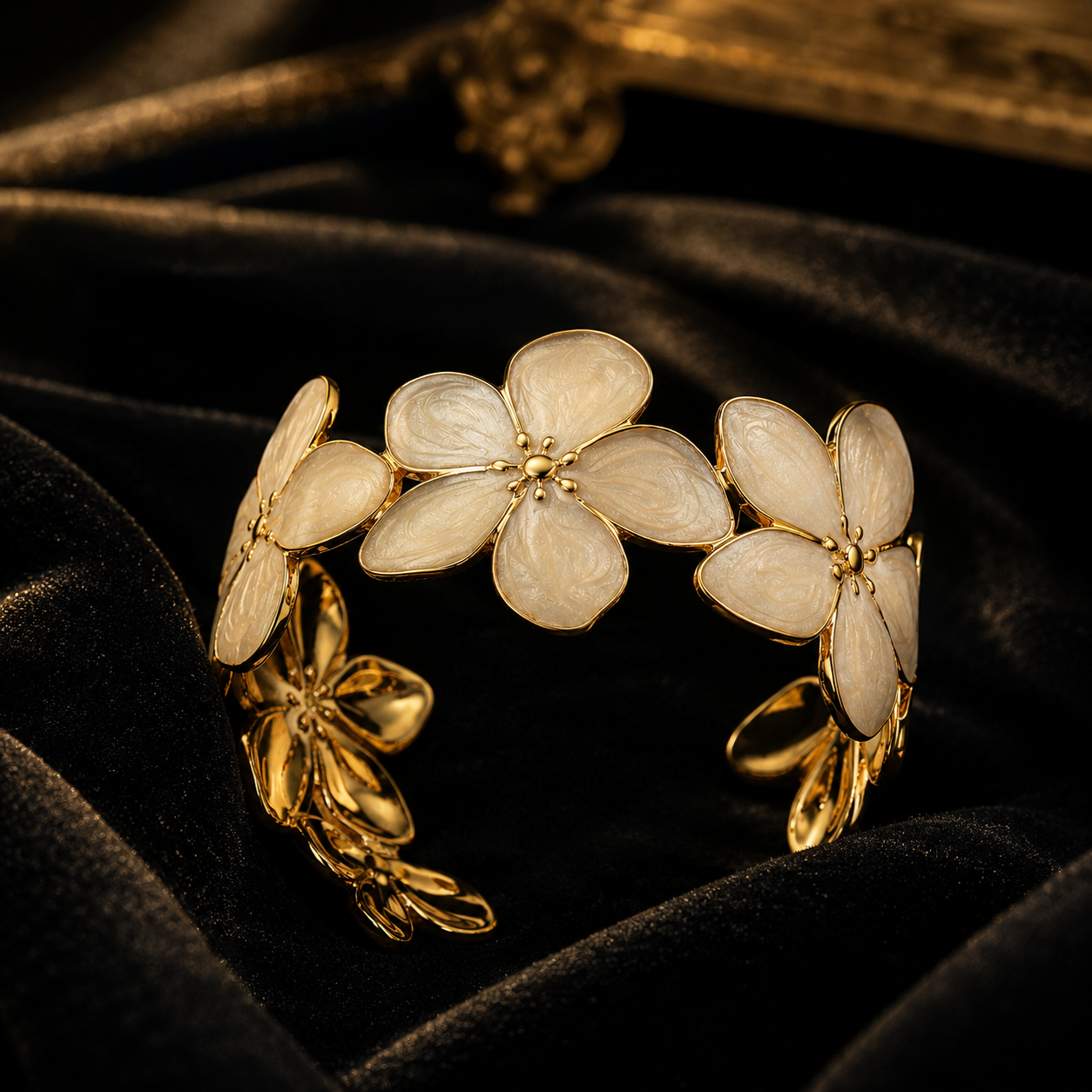 Pearl Floral Cuff Bracelet
