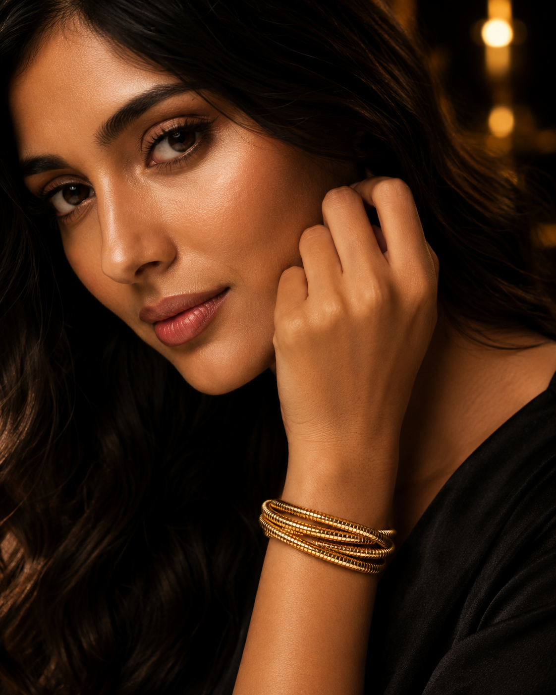 Triple Luxe Snake Chain Bangle