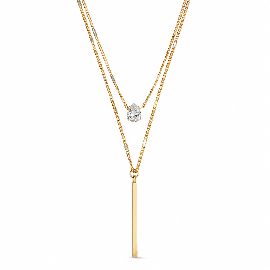 Goldea Aurora Layered Crystal Pendant Necklace