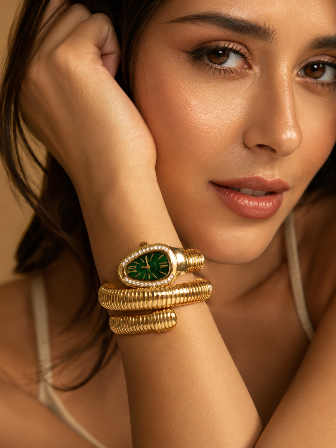 Emerald Snake Watch Bracelet
