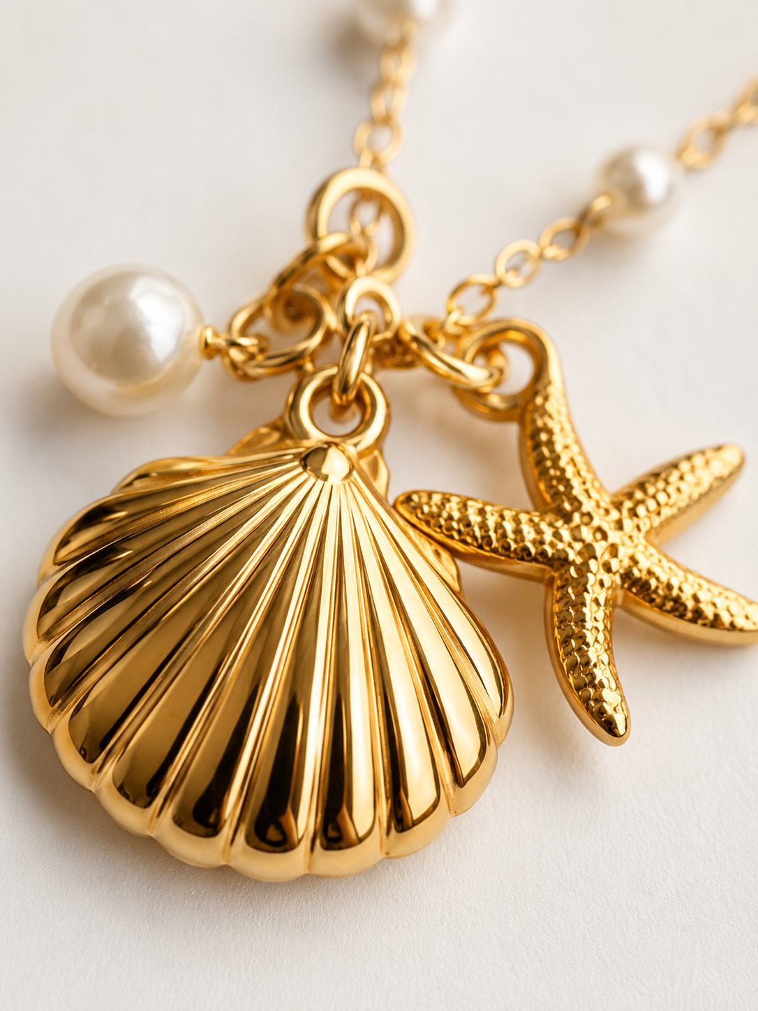 Coastal Pearl Charm Necklace