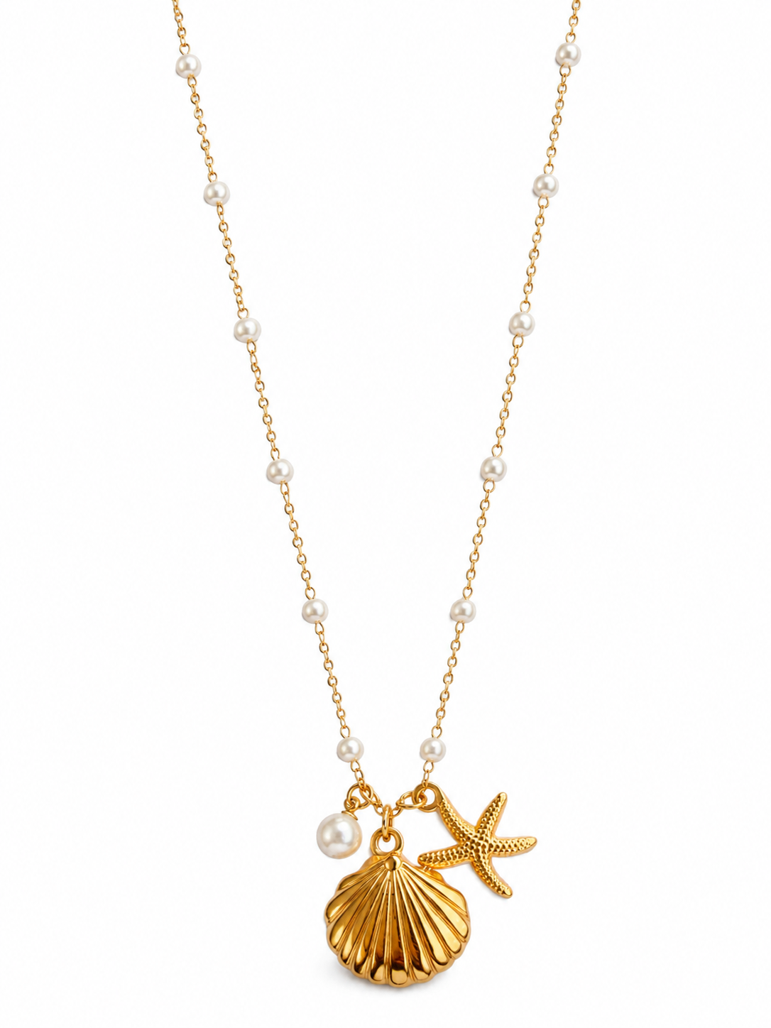 Coastal Pearl Charm Necklace