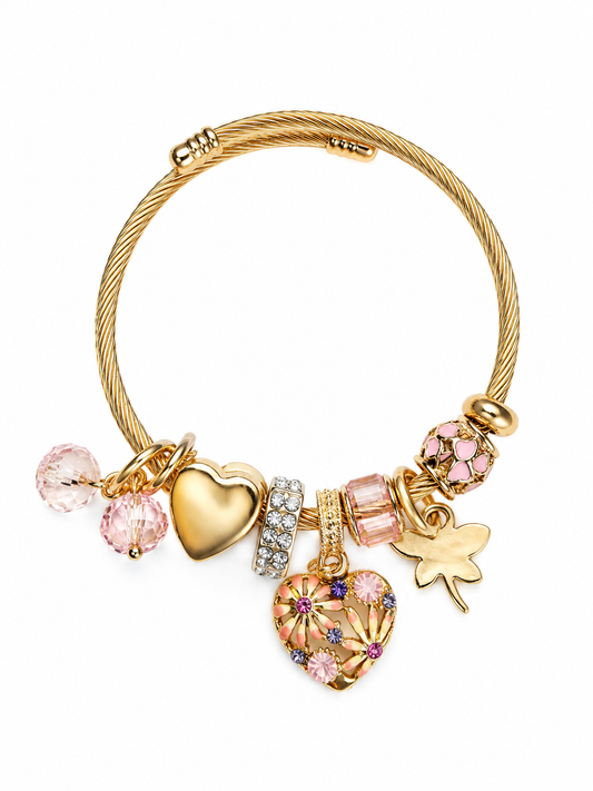 Goldea Blush Charm Heart Bangle