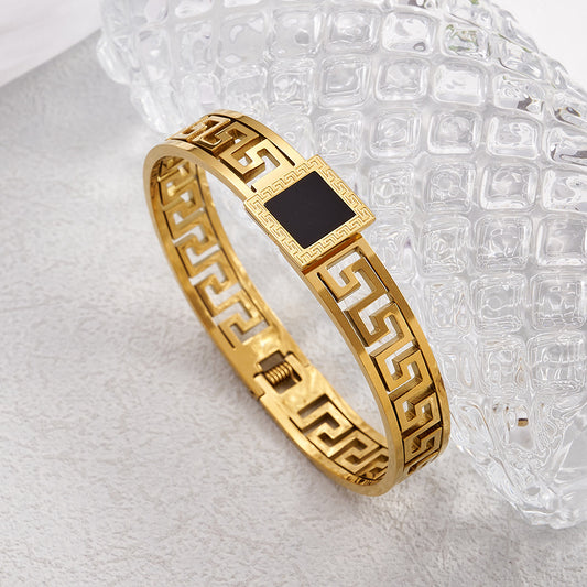 Aurelia Roman Bangle – 18K Gold Plated stainless steel